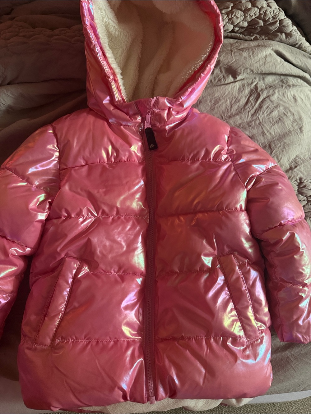Girls' Shimmer Pink Hooded Puffer Jacket